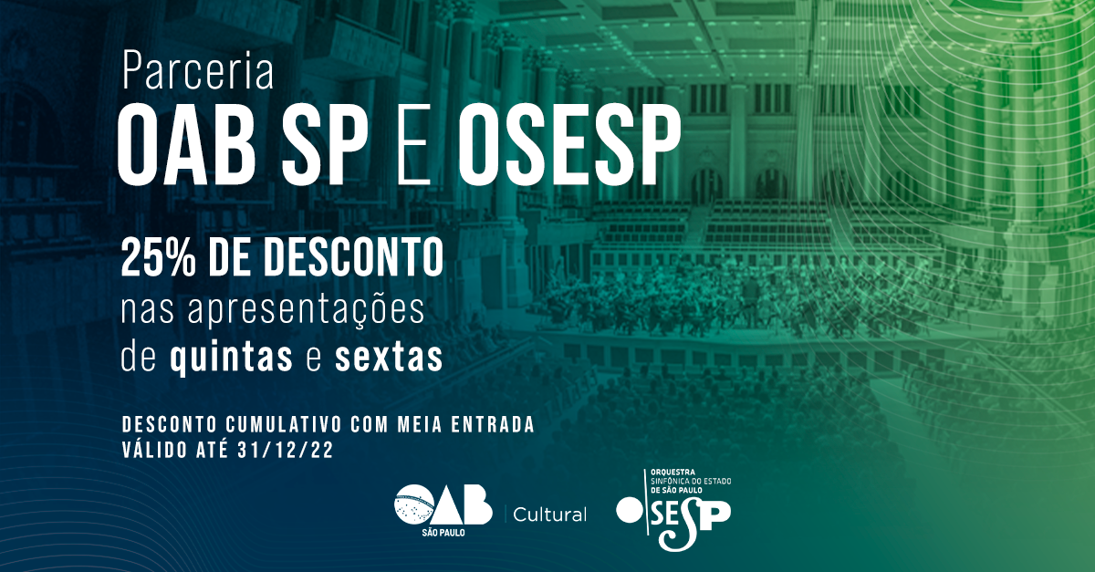 Orquestra Sinfônica do Estado oferece desconto para advogadas e advogados em concertos na Sala São Paulo